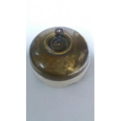 Antiguo Interruptor de porcelana y bronce Ref.d5